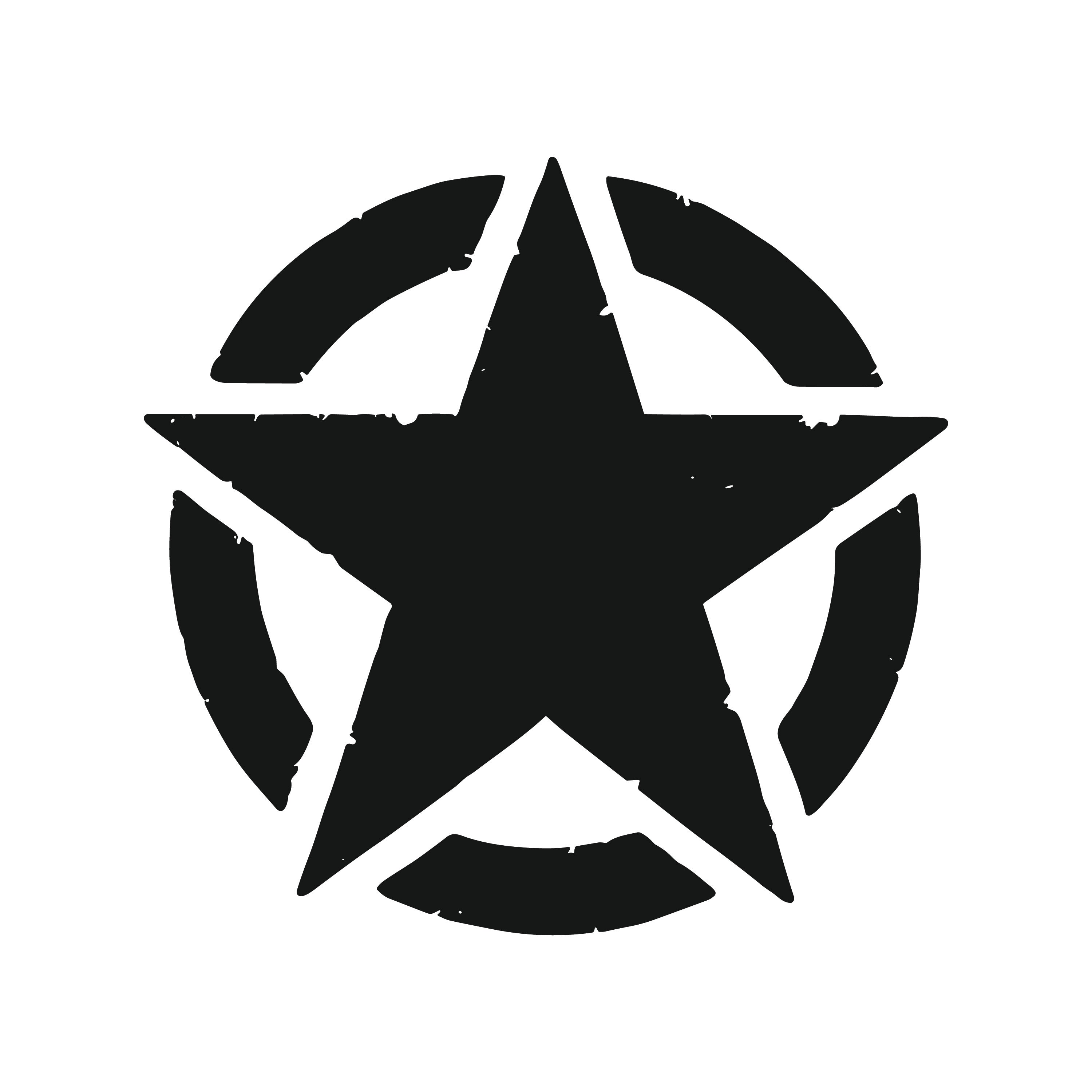 Distressed Allied military star with circle ring sticker in vintage worn style