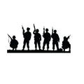 Army soldiers squad silhouette sticker with six armed soldiers in formation
