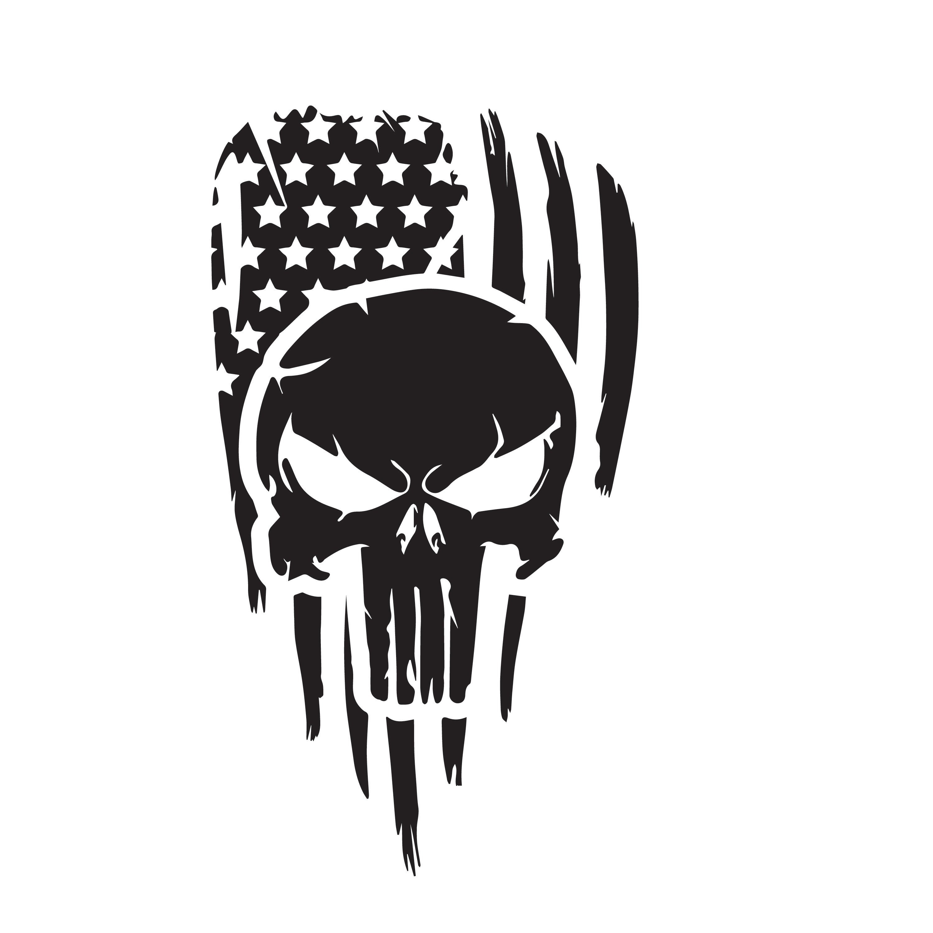 Warrior skull on distressed vertical American flag sticker