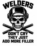 Welders Don't Cry skull and crossed torches welding decal