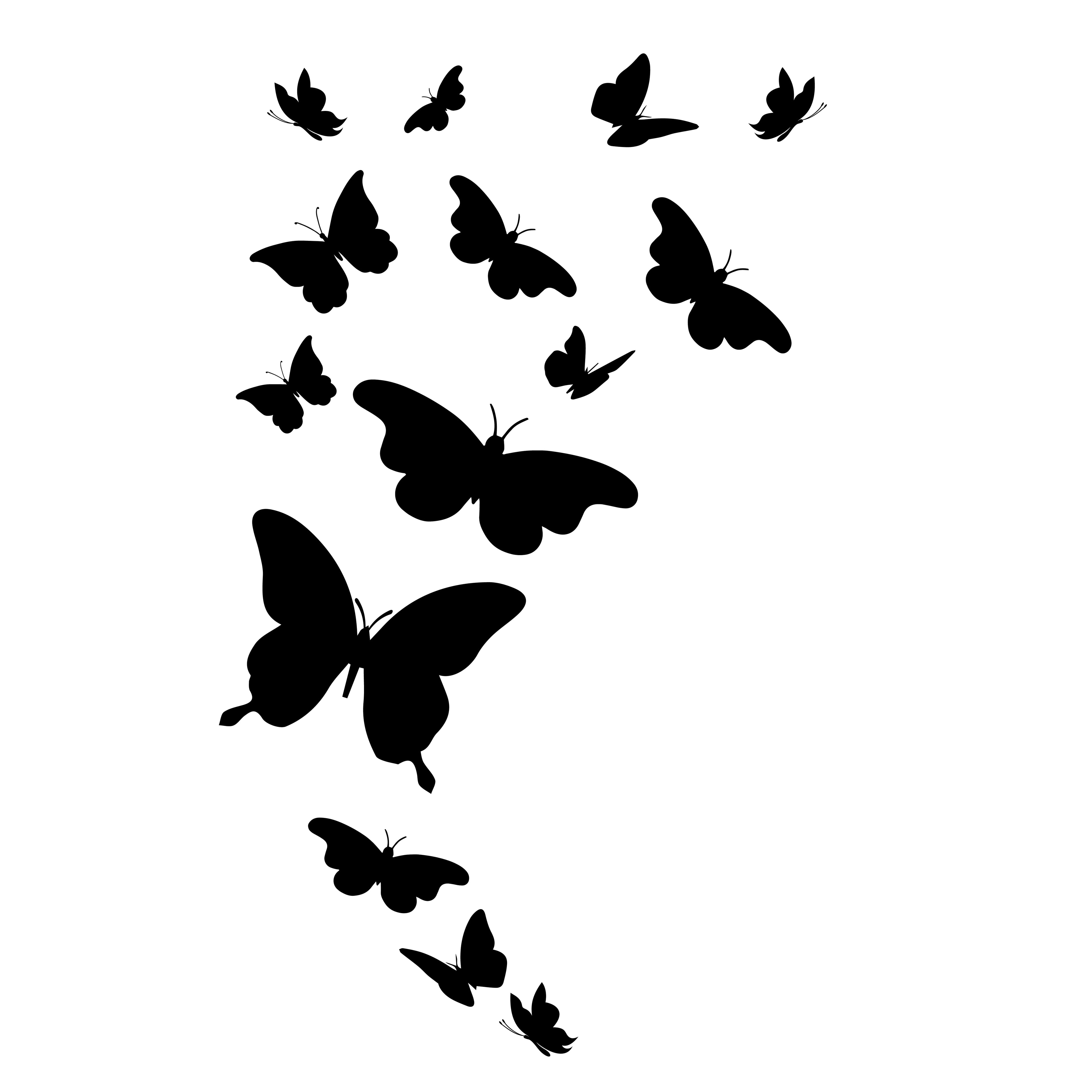 Butterfly Trail vinyl decal featuring cascading butterfly silhouettes in graduating sizes