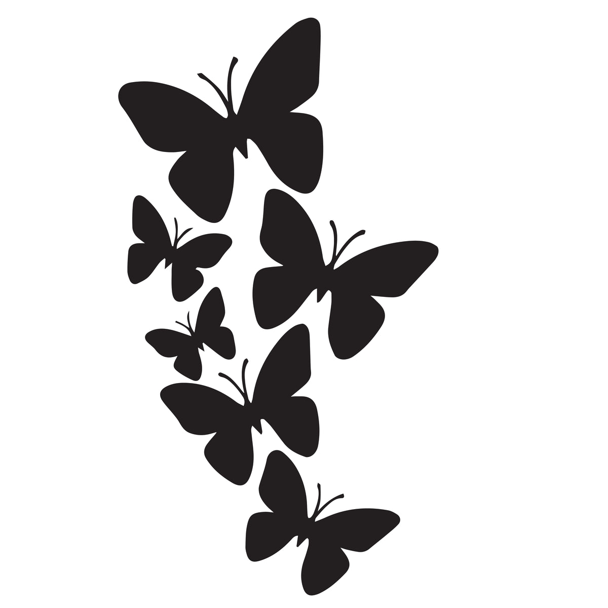 Butterfly Cluster vinyl decal featuring bold solid silhouette butterflies in a vertical grouping