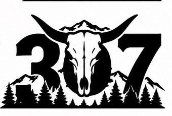 307 Longhorn Skull Mountain Decal