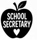 School Secretary Black Apple vinyl decal with white lettering and heart