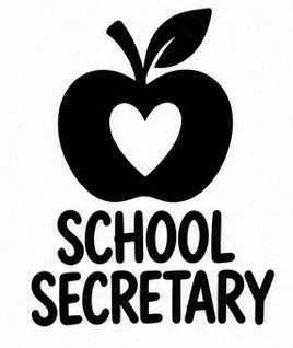 School Secretary Apple vinyl decal with heart design