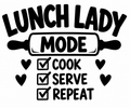 Lunch Lady Mode cook serve repeat decal with rolling pin and hearts