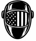 Patriotic welding helmet vinyl decal with American flag design