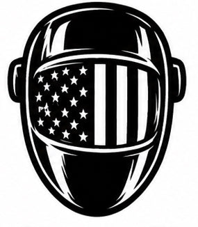 Patriotic welding helmet vinyl decal with American flag design