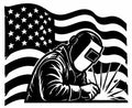 Patriotic welding flag decal
