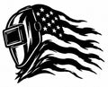 Patriotic welding flag helmet decal