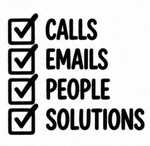 Calls Emails People Solutions vinyl decal with checklist design