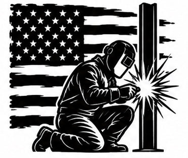 Patriotic welder welding flag decal