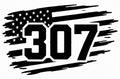 307 Distressed Flag Horizontal Decal