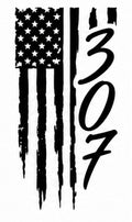 307 Distressed Flag Script Vertical Decal