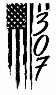 307 Distressed Flag Script Vertical Decal