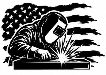 American flag welder welding decal